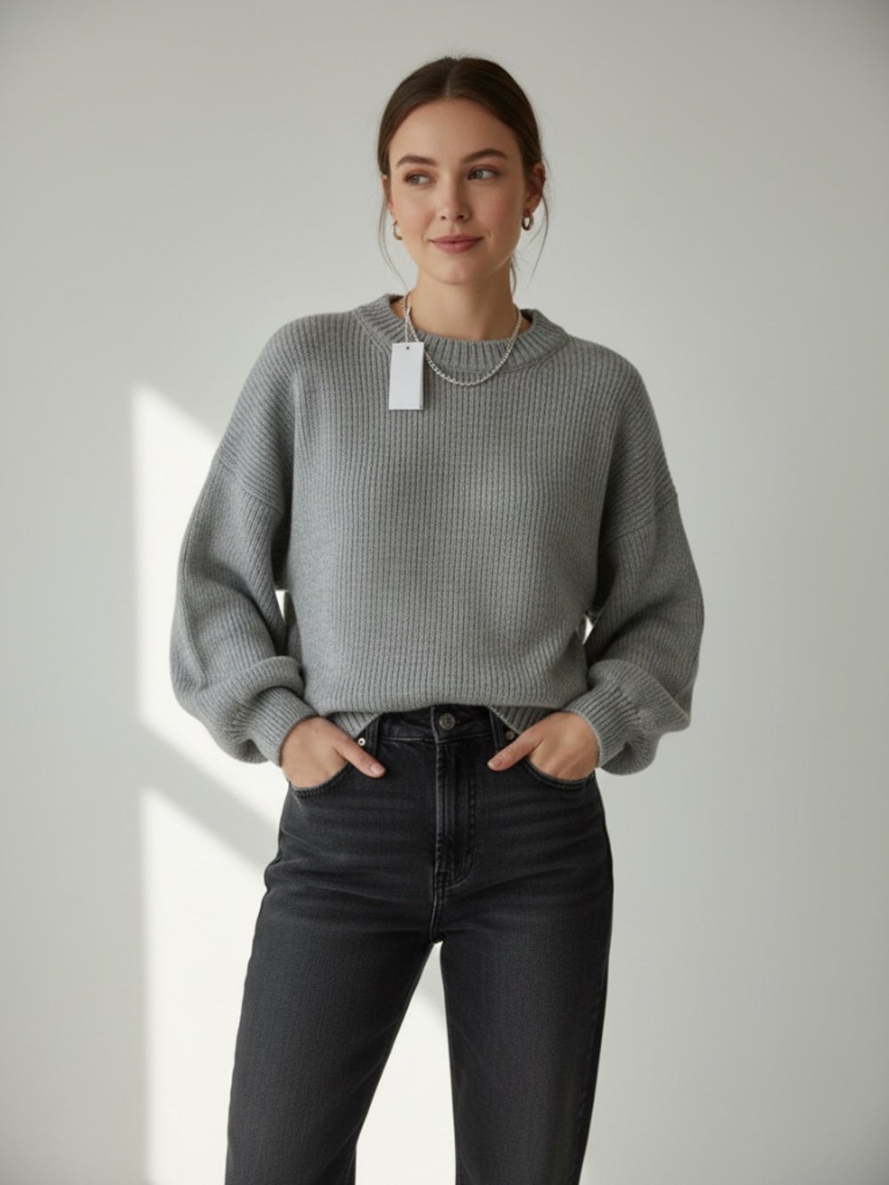 NWT oversize grey sweater small